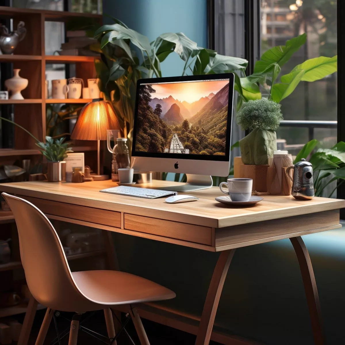 An iMac on a desk.