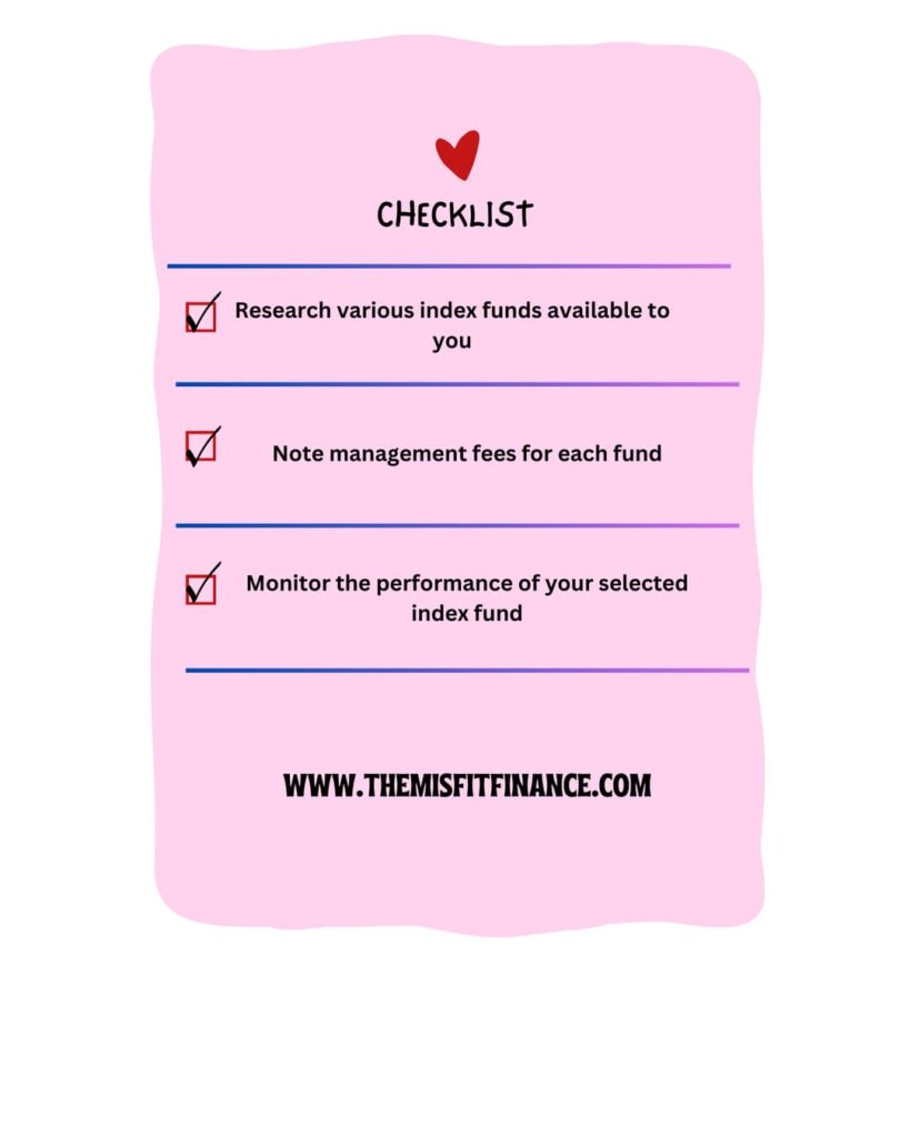 A checklist infographic of tips for index funds.