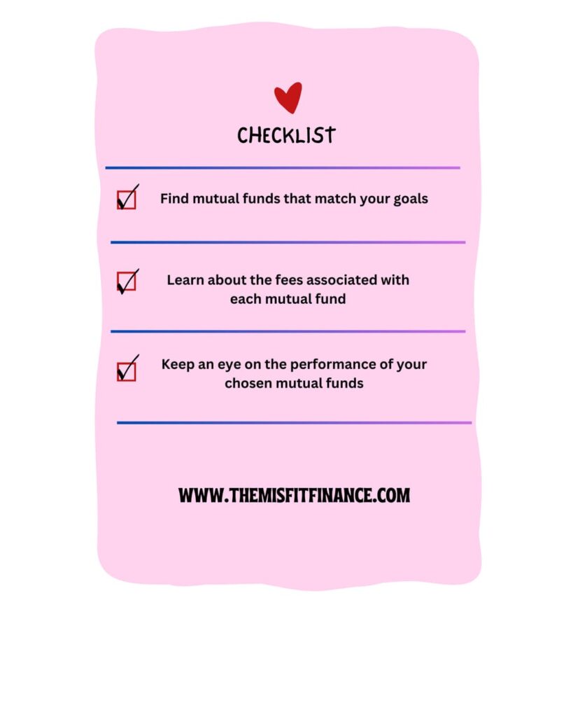 A checklist infographic of tips for mutual funds.